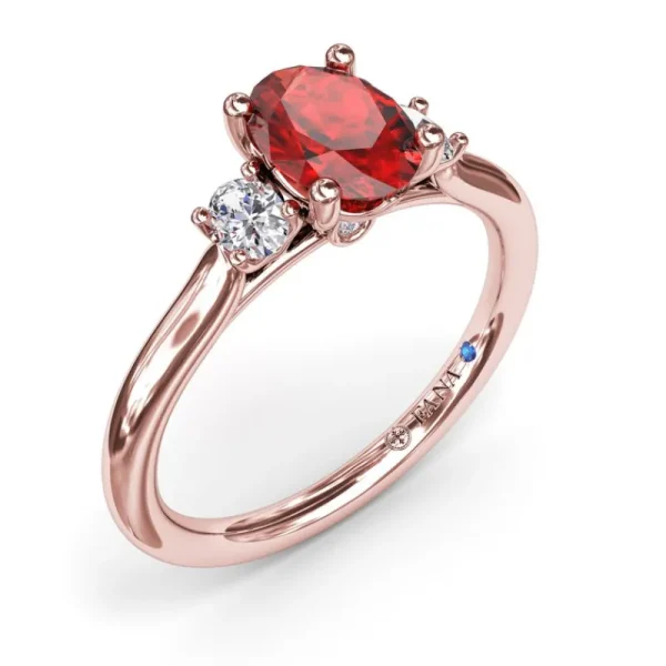 Discount Fana Three Stone Ruby and Diamond Ring