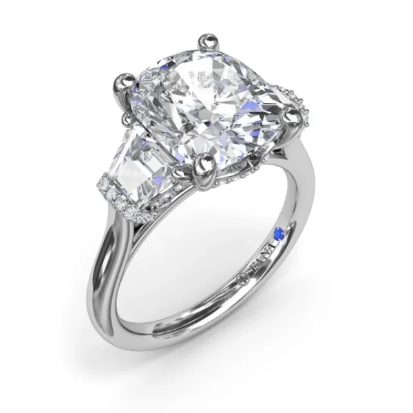 Fashion Fana Three Stone Trapezoid Diamond Engagement Ring