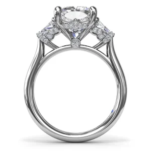 Fashion Fana Three Stone Trapezoid Diamond Engagement Ring