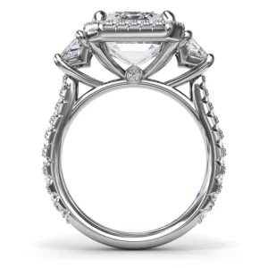 Best Fana Three Stone Trapezoid Diamond Engagement Ring