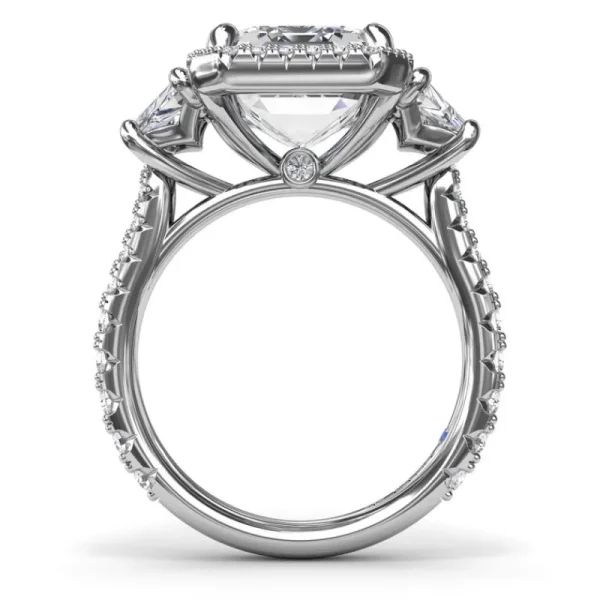Best Fana Three Stone Trapezoid Diamond Engagement Ring