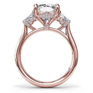 Fashion Fana Three Stone Trapezoid Diamond Engagement Ring