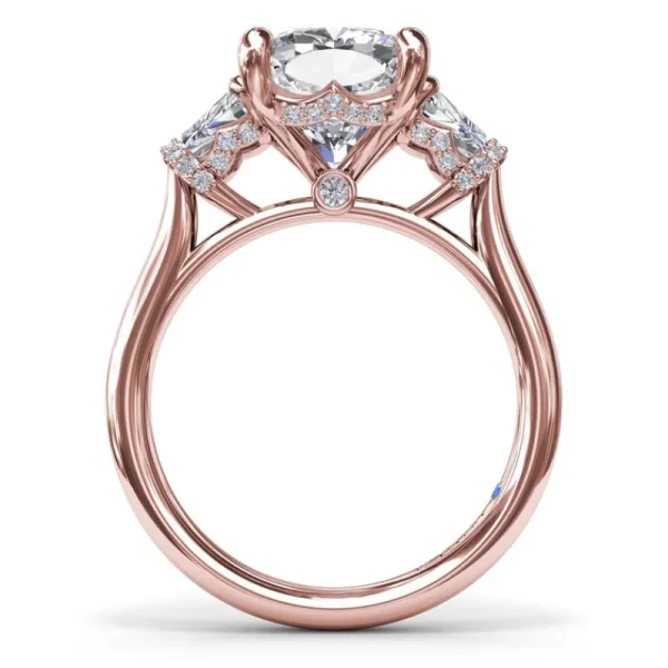 Fashion Fana Three Stone Trapezoid Diamond Engagement Ring
