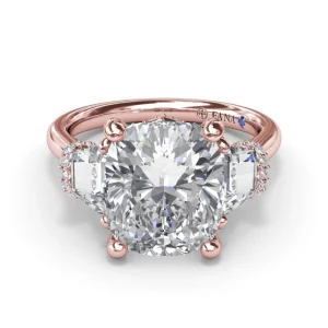 Fashion Fana Three Stone Trapezoid Diamond Engagement Ring