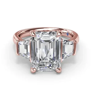 Best Fana Three Stone Trapezoid Diamond Engagement Ring