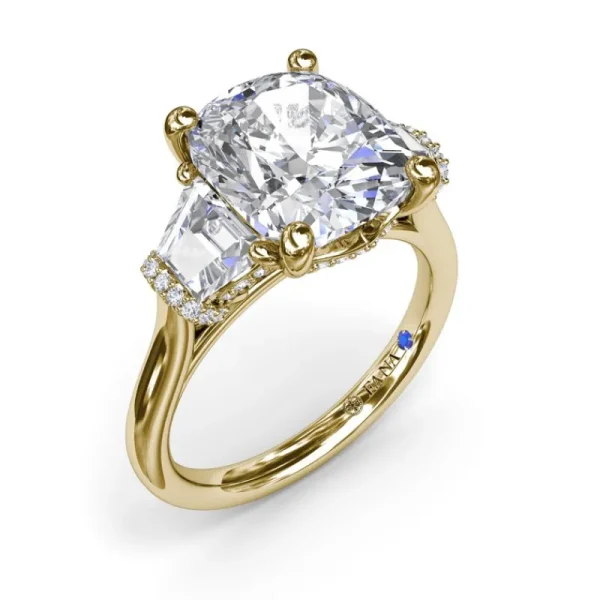 Fashion Fana Three Stone Trapezoid Diamond Engagement Ring