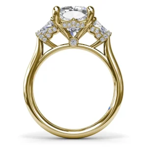 Fashion Fana Three Stone Trapezoid Diamond Engagement Ring