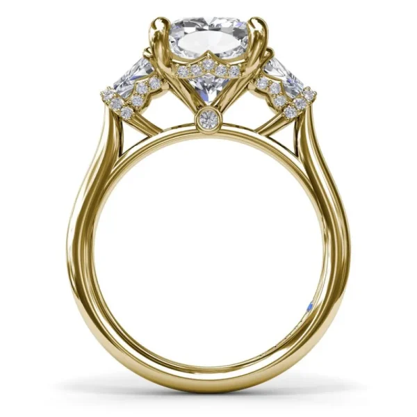 Fashion Fana Three Stone Trapezoid Diamond Engagement Ring