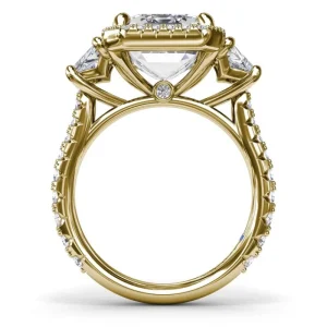 Best Fana Three Stone Trapezoid Diamond Engagement Ring