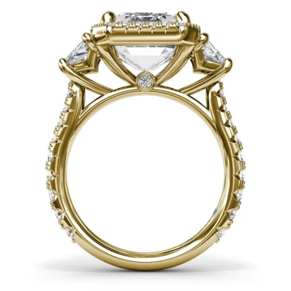 Best Fana Three Stone Trapezoid Diamond Engagement Ring