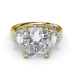 Fashion Fana Three Stone Trapezoid Diamond Engagement Ring