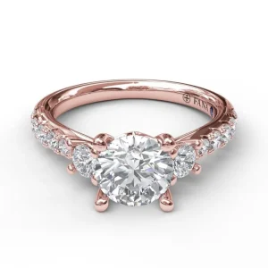 Outlet Fana Three Stone With Pave Engagement Ring