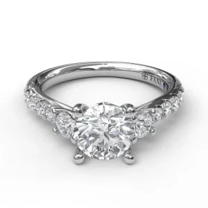 Outlet Fana Three Stone With Pave Engagement Ring