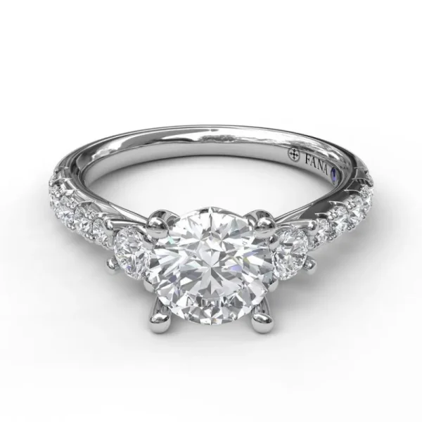 Outlet Fana Three Stone With Pave Engagement Ring