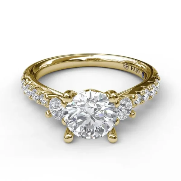 Outlet Fana Three Stone With Pave Engagement Ring