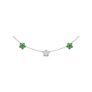 Discount Fana Three-Station Diamond and Emerald Necklace