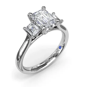 Outlet Fana Three-Stone Emerald-Cut Engagement Ring