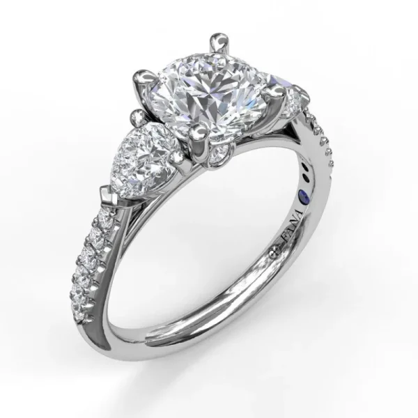 Fashion Fana Three-Stone Engagement Ring With Pear Cut Side Stones
