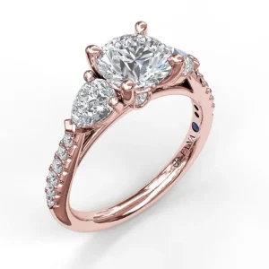 Fashion Fana Three-Stone Engagement Ring With Pear Cut Side Stones