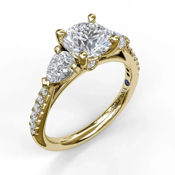 Fashion Fana Three-Stone Engagement Ring With Pear Cut Side Stones