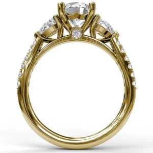 Fashion Fana Three-Stone Engagement Ring With Pear Cut Side Stones