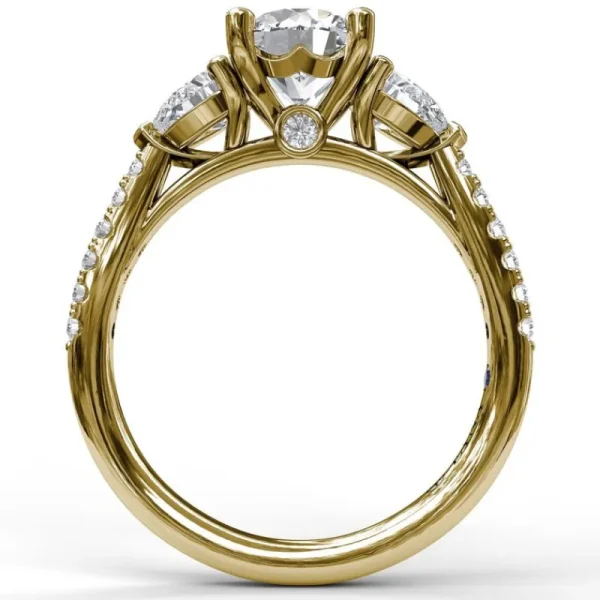 Fashion Fana Three-Stone Engagement Ring With Pear Cut Side Stones