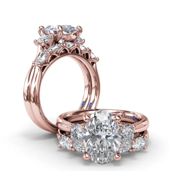 Hot Fana Three-Stone Oval Diamond Engagement Ring