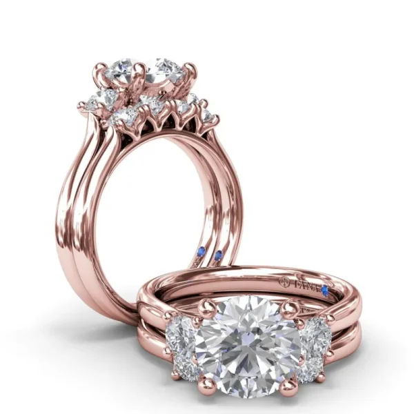 New Fana Three-Stone Round Diamond Engagement Ring