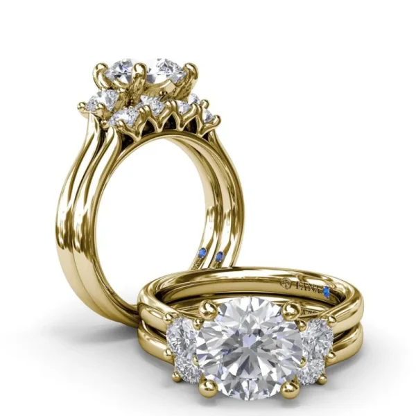 New Fana Three-Stone Round Diamond Engagement Ring