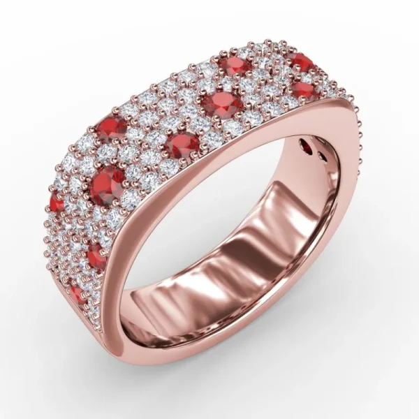 Hot Fana Under the Stars Ruby-Speckled Diamond Ring