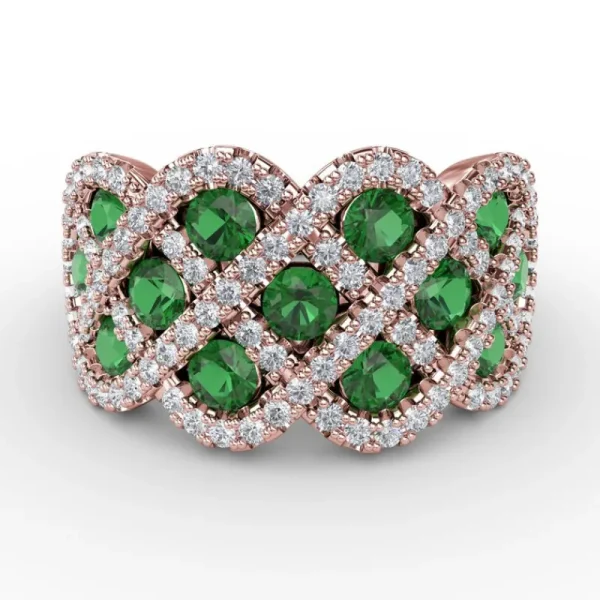 Discount Fana You And Me Emerald And Diamond Interweaving Ring